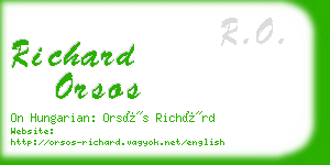 richard orsos business card